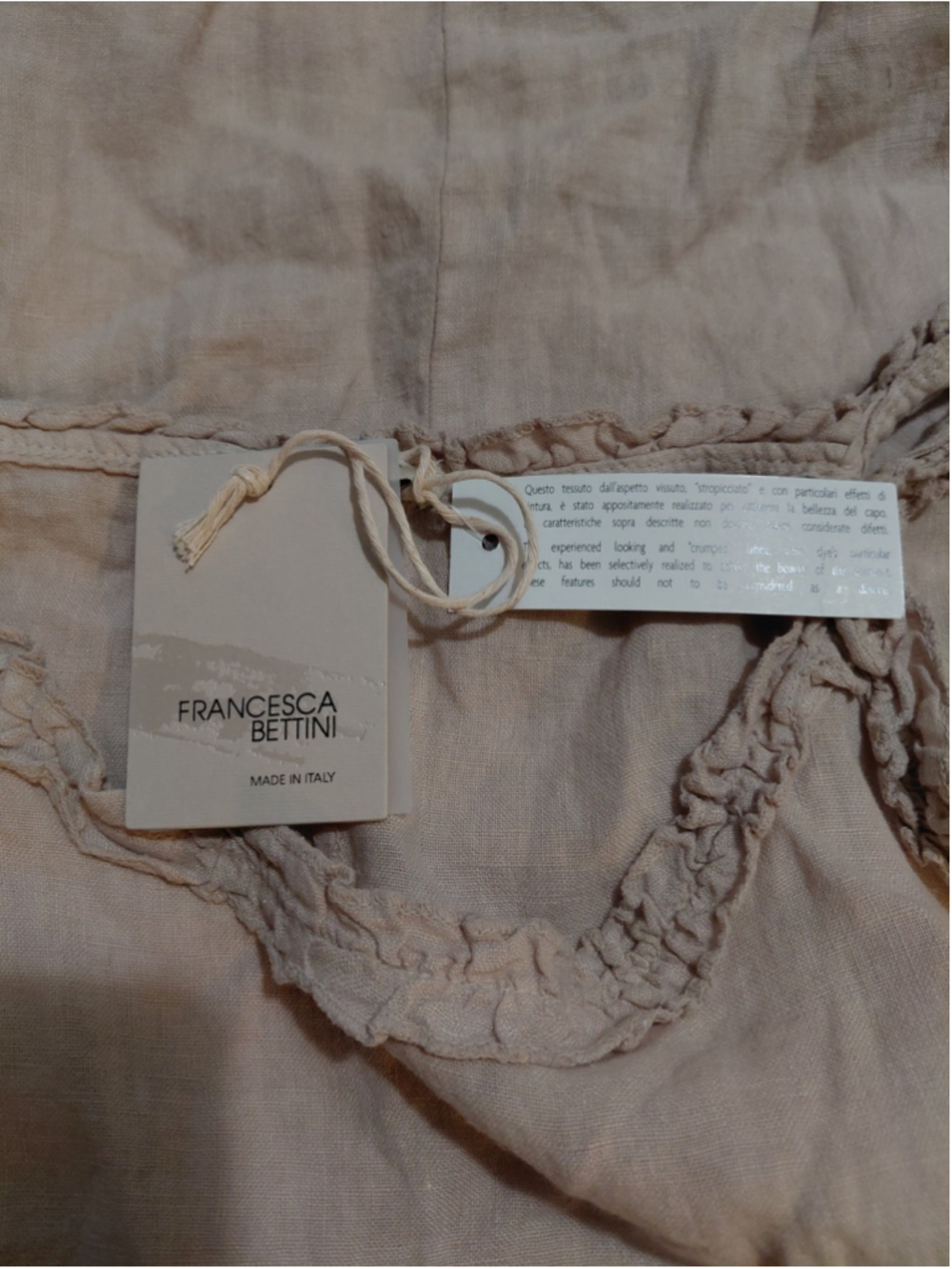 Francesca Bettini ITALY 100% Linen Dress Lagenlook Cottagecore Boho Large NWT - Picture 11 of 15